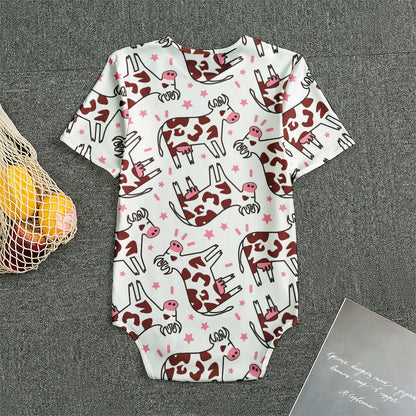 Cartoon Happy Dairy Cow Pattern Print Men's Bodysuit