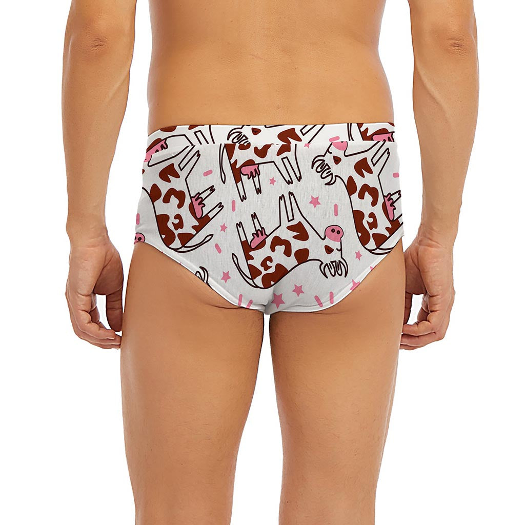 Cartoon Happy Dairy Cow Pattern Print Men's Briefs
