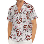 Cartoon Happy Dairy Cow Pattern Print Men's Deep V-Neck Shirt