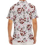 Cartoon Happy Dairy Cow Pattern Print Men's Deep V-Neck Shirt