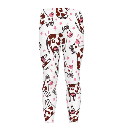 Cartoon Happy Dairy Cow Pattern Print Men's leggings