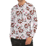 Cartoon Happy Dairy Cow Pattern Print Men's Long Sleeve Rash Guard