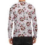 Cartoon Happy Dairy Cow Pattern Print Men's Long Sleeve Rash Guard