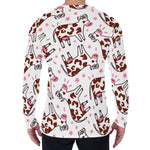 Cartoon Happy Dairy Cow Pattern Print Men's Long Sleeve T-Shirt