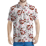 Cartoon Happy Dairy Cow Pattern Print Men's Polo Shirt