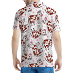 Cartoon Happy Dairy Cow Pattern Print Men's Polo Shirt