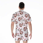 Cartoon Happy Dairy Cow Pattern Print Men's Rompers