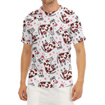 Cartoon Happy Dairy Cow Pattern Print Men's Short Sleeve Rash Guard