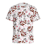 Cartoon Happy Dairy Cow Pattern Print Men's Sports T-Shirt