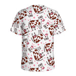 Cartoon Happy Dairy Cow Pattern Print Men's Sports T-Shirt