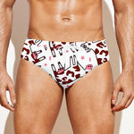 Cartoon Happy Dairy Cow Pattern Print Men's Swim Briefs