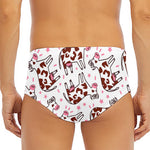 Cartoon Happy Dairy Cow Pattern Print Men's Triangle Swim Briefs