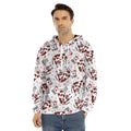 Cartoon Happy Dairy Cow Pattern Print Men's Velvet Pullover Hoodie