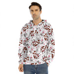 Cartoon Happy Dairy Cow Pattern Print Men's Velvet Pullover Hoodie