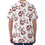 Cartoon Happy Dairy Cow Pattern Print Men's Velvet T-Shirt