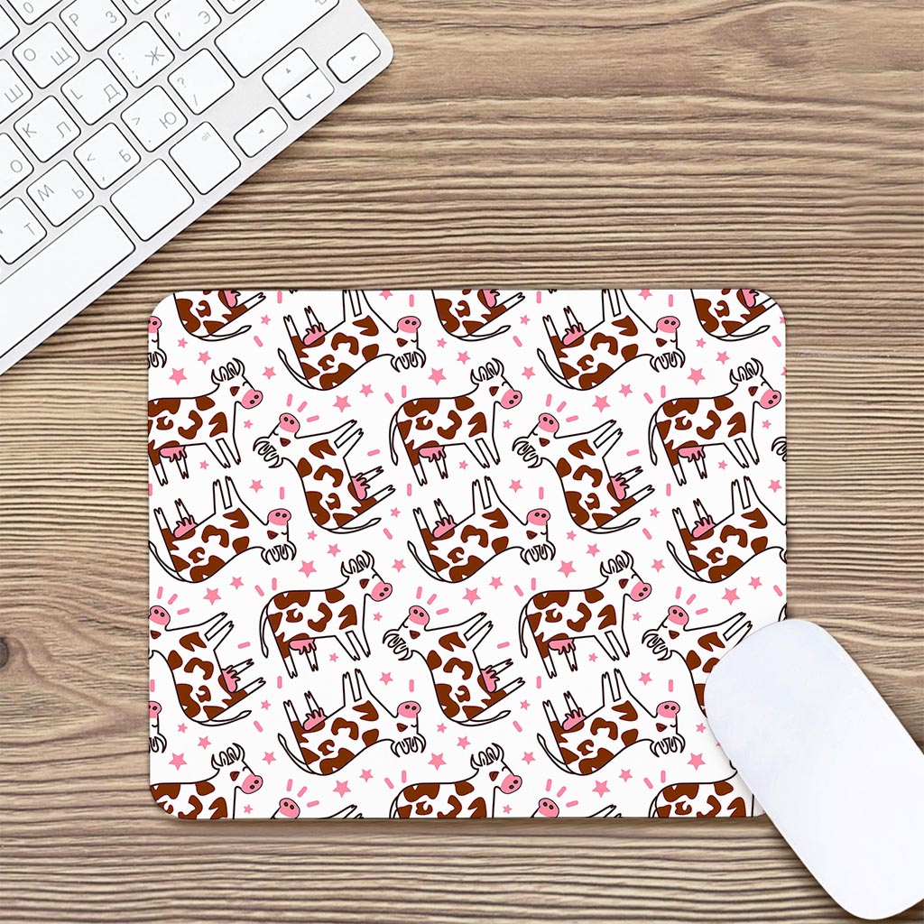 Cartoon Happy Dairy Cow Pattern Print Mouse Pad