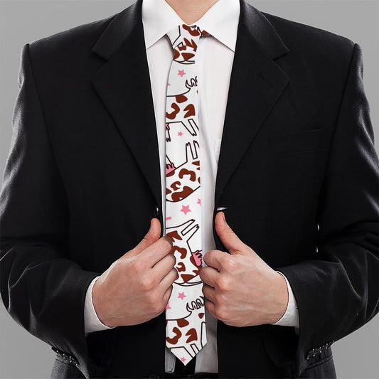Cartoon Happy Dairy Cow Pattern Print Necktie