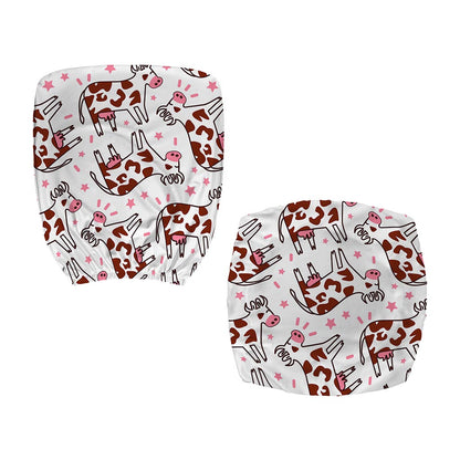 Cartoon Happy Dairy Cow Pattern Print Office Chair Cover