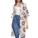 Cartoon Happy Dairy Cow Pattern Print Open Front Beach Cover Up