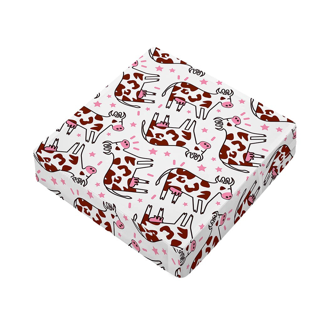 Cartoon Happy Dairy Cow Pattern Print Outdoor Seat Cushion Cover