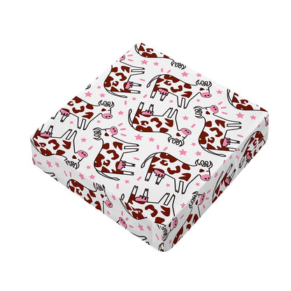Cartoon Happy Dairy Cow Pattern Print Outdoor Seat Cushion Cover
