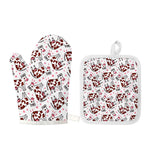 Cartoon Happy Dairy Cow Pattern Print Oven Mitt And Pot Holder Set
