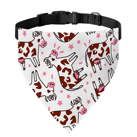 Cartoon Happy Dairy Cow Pattern Print Over The Collar Dog Bandana