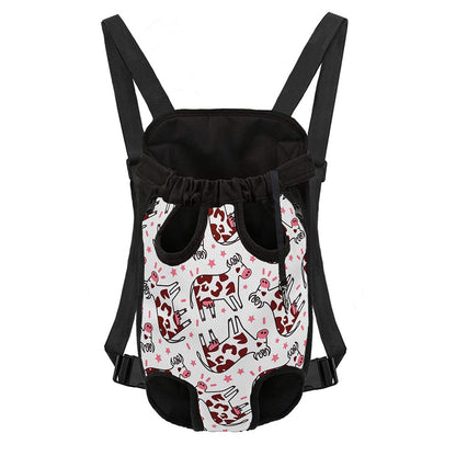 Cartoon Happy Dairy Cow Pattern Print Pet Carrier Backpack