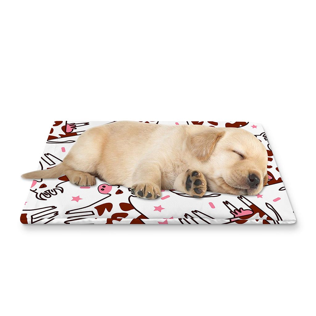 Cartoon Happy Dairy Cow Pattern Print Pet Cooling Mat Cover
