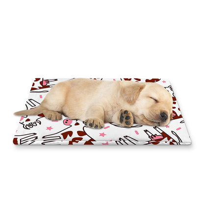 Cartoon Happy Dairy Cow Pattern Print Pet Cooling Mat Cover