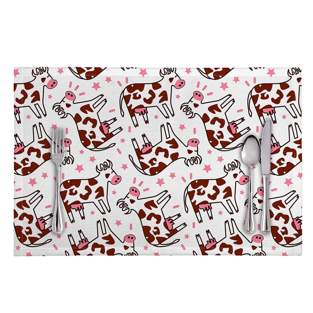 Cartoon Happy Dairy Cow Pattern Print Placemat