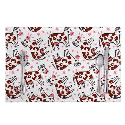 Cartoon Happy Dairy Cow Pattern Print Placemat