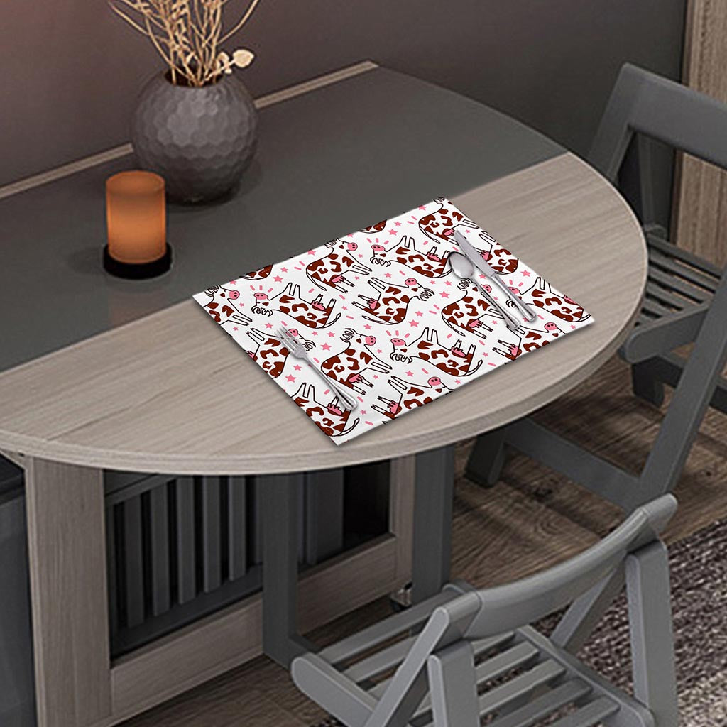 Cartoon Happy Dairy Cow Pattern Print Placemat