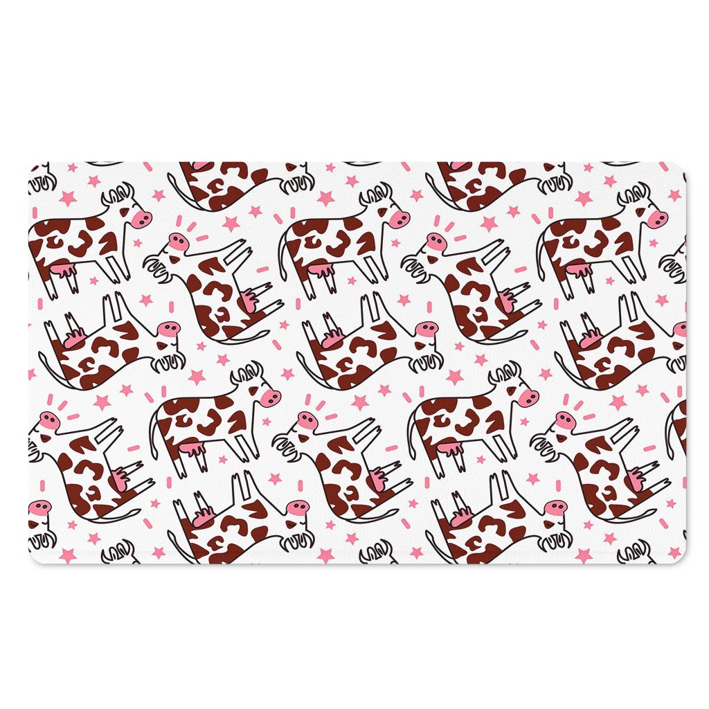 Cartoon Happy Dairy Cow Pattern Print Polyester Doormat