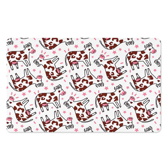 Cartoon Happy Dairy Cow Pattern Print Polyester Doormat