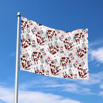 Cartoon Happy Dairy Cow Pattern Print Polyester Flag