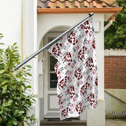 Cartoon Happy Dairy Cow Pattern Print Polyester Flag