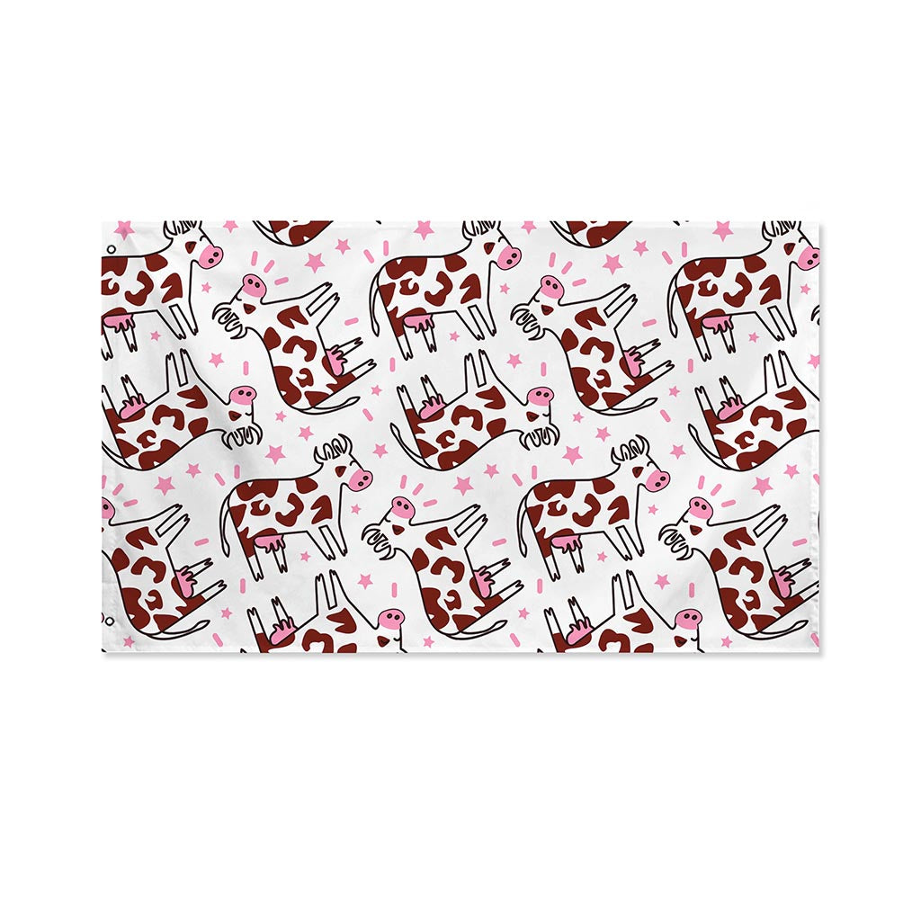Cartoon Happy Dairy Cow Pattern Print Polyester Flag