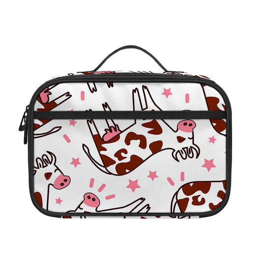 Cartoon Happy Dairy Cow Pattern Print Portable Lunch Bag