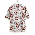 Cartoon Happy Dairy Cow Pattern Print Rayon Hawaiian Shirt