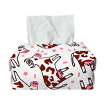 Cartoon Happy Dairy Cow Pattern Print Rectangle Tissue Box Cover