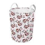 Cartoon Happy Dairy Cow Pattern Print Round Laundry Basket
