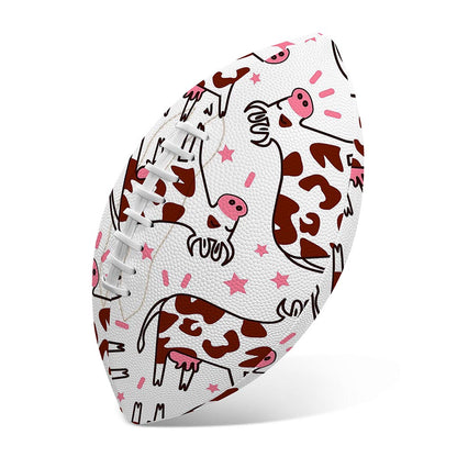 Cartoon Happy Dairy Cow Pattern Print Rugby Ball