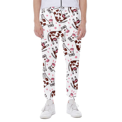 Cartoon Happy Dairy Cow Pattern Print Scuba Joggers