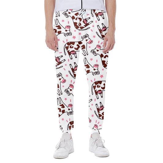 Cartoon Happy Dairy Cow Pattern Print Scuba Joggers