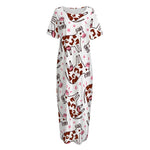 Cartoon Happy Dairy Cow Pattern Print Short Sleeve Long Nightdress