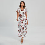 Cartoon Happy Dairy Cow Pattern Print Short Sleeve Maxi Dress