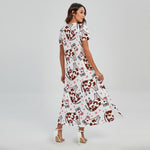 Cartoon Happy Dairy Cow Pattern Print Short Sleeve Maxi Dress