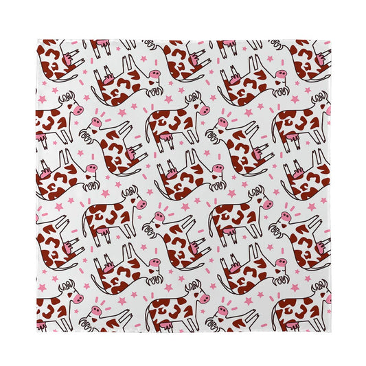 Cartoon Happy Dairy Cow Pattern Print Silk Bandana