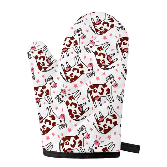 Cartoon Happy Dairy Cow Pattern Print Single Oven Mitt